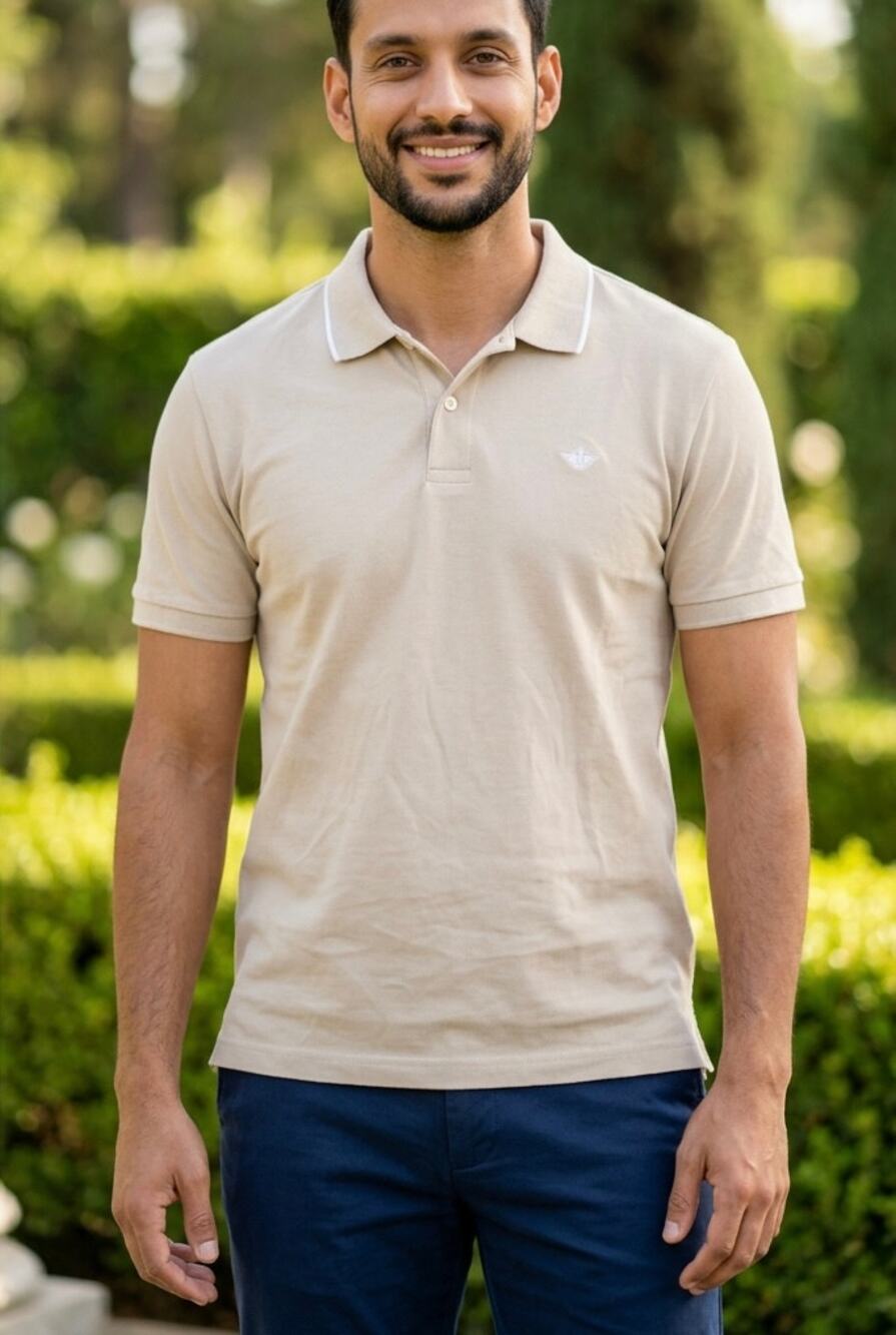 100% BCI Cotton Dockers Perfect Polo Mens M Khaki Quick Dry Commercial Sample